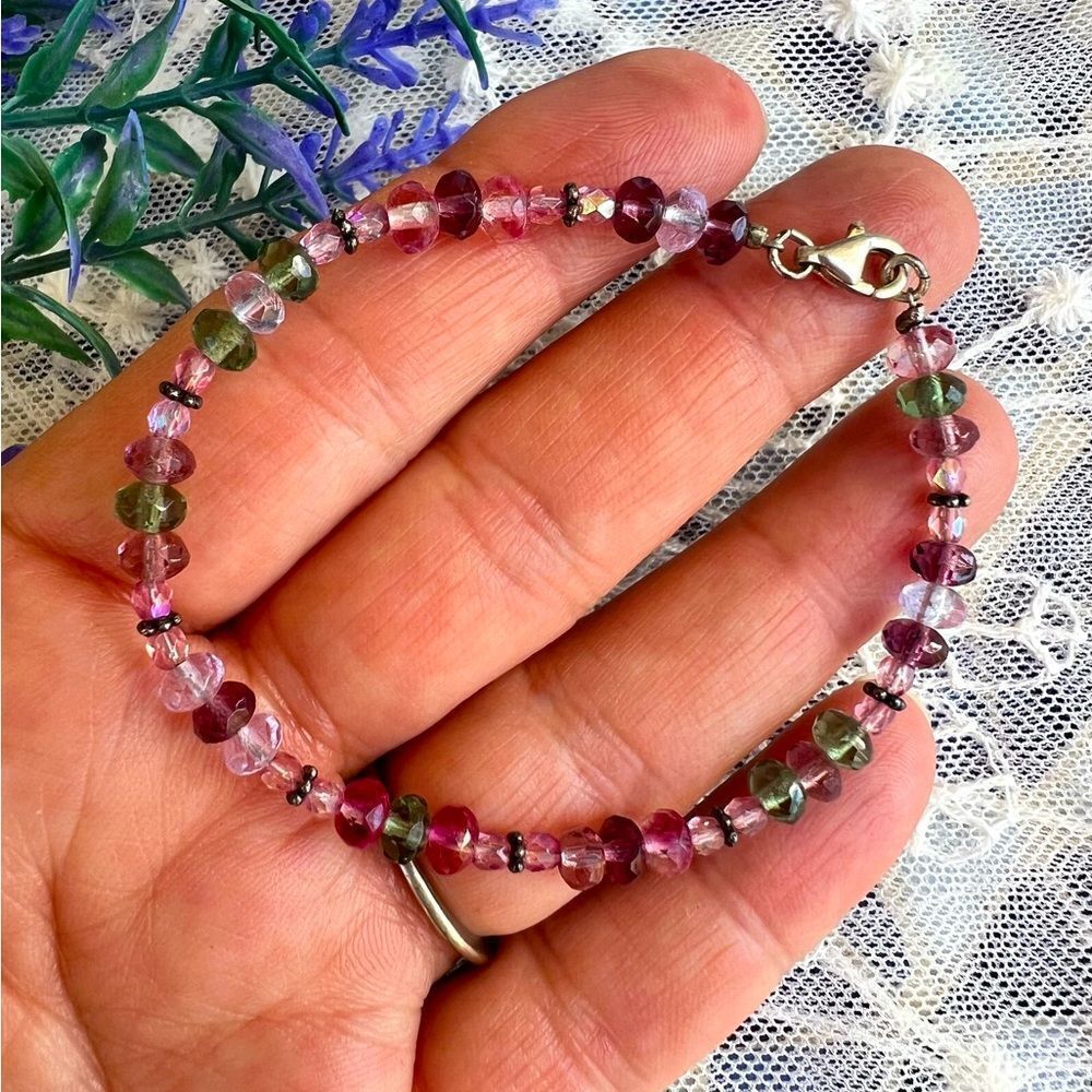 Dainty Vintage Gemstone Bracelet 925 - Picture 10 of 11